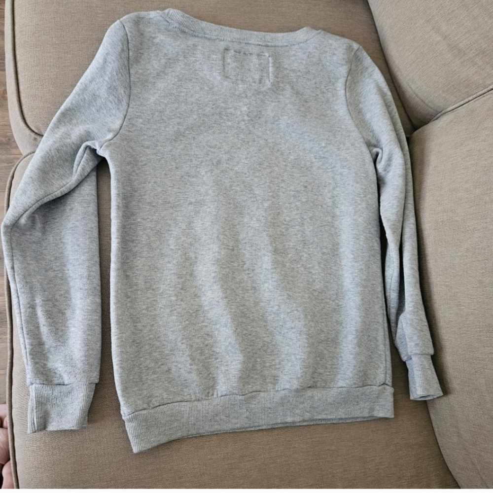 Christmas sweater Small gray merry pugmas crew neck  fleece lined - Picture 7 of 11